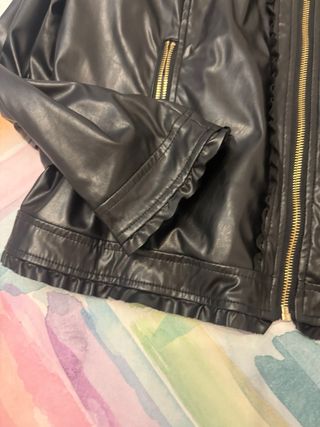 Cazadora Piel Mujer Talla 44 Negra