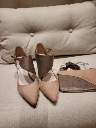 Conjunto Zapatos y Bolso Beige/Marrón