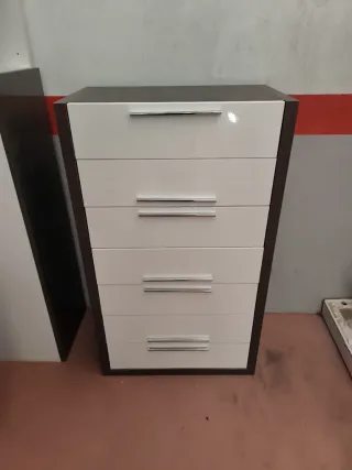 Cómoda Mueble Dormitorio Blanco y Marrón