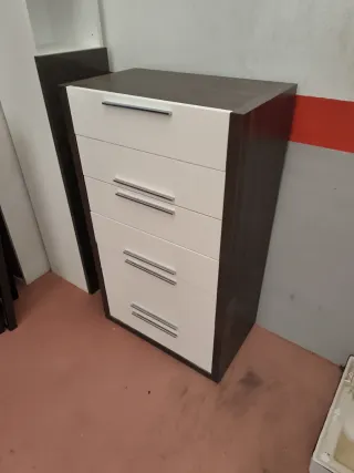 Cómoda Mueble Dormitorio Blanco y Marrón