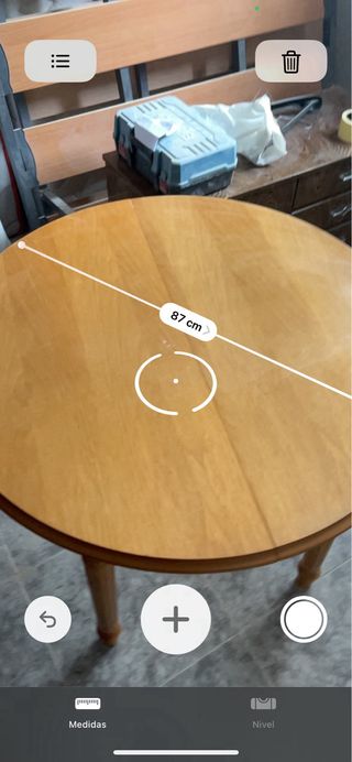 Mesa redonda de madera + cristal