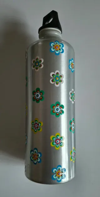 Botella Aluminio Decorada Flores