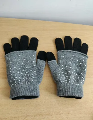 Guanti donna lana con strass