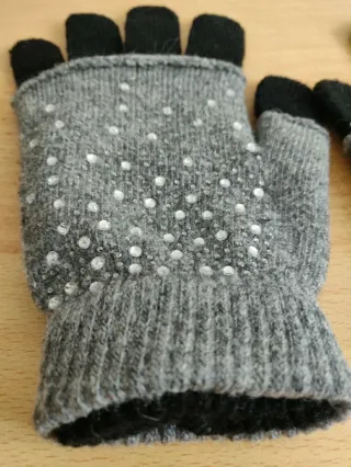 Guanti donna lana con strass