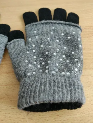 Guanti donna lana con strass