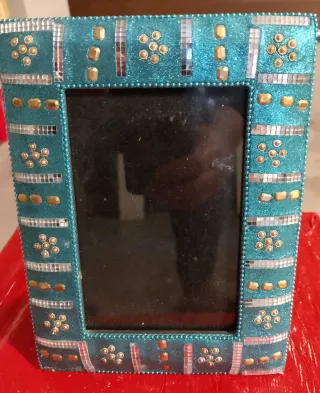 Marco de fotos decorado azul