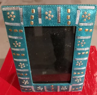 Marco de fotos decorado azul