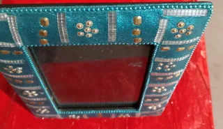 Marco de fotos decorado azul