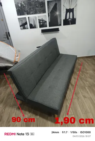 Sofá Cama Gris Tela