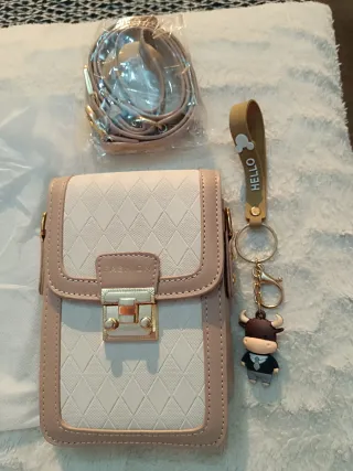 Bolso bandolera beige y blanco