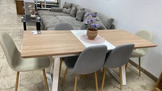 Tavolo da Pranzo Stile Legno + 6 Sedie NUOVO