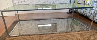 Mesa auxiliar acero y cristal verde