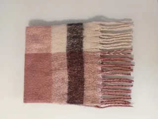 Bufanda gruesa invierno cuadros rosa beige