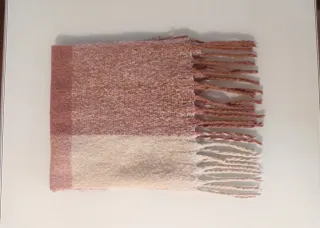 Bufanda gruesa invierno cuadros rosa beige