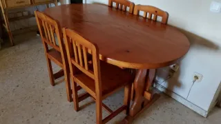 Mesa comedor y 4 sillas madera