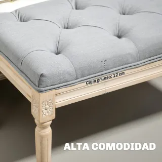 Banco pie de cama tapizado gris y beige