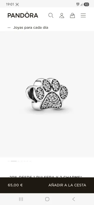 Charm Pandora Huella de Perro