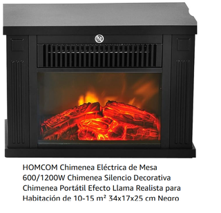 Chimenea Eléctrica HOMCOM 600/1200W Negra