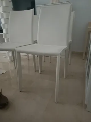 Pack 4 Sillas Piel Sintética Blanca