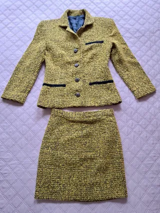 Tailleur Tweed Giallo Nero Taglia M
