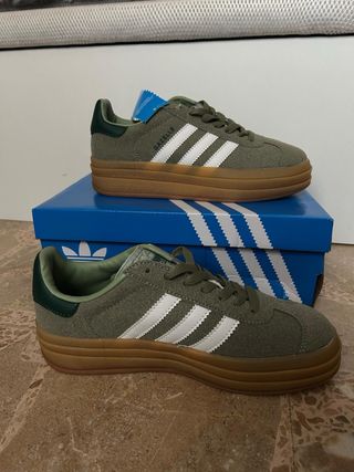 Adidas Gazelle Verde/Marrón Plataforma