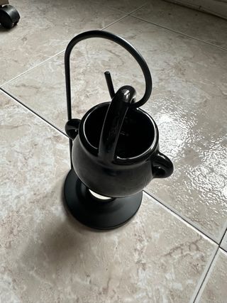 Candelabro/Quemador Aceite Negro Cerámica