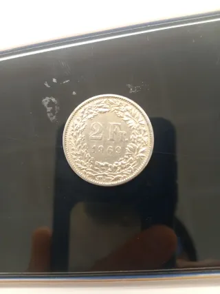 Moneda Antigua 2 Francos Suizos 1969