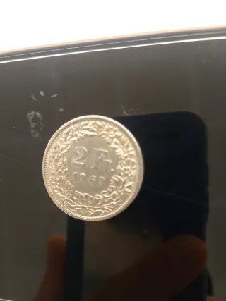 Moneda Antigua 2 Francos Suizos 1969