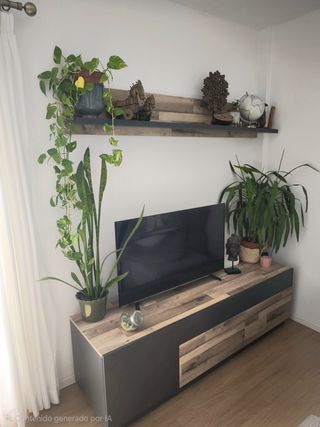 Mueble TV y Estantería Madera