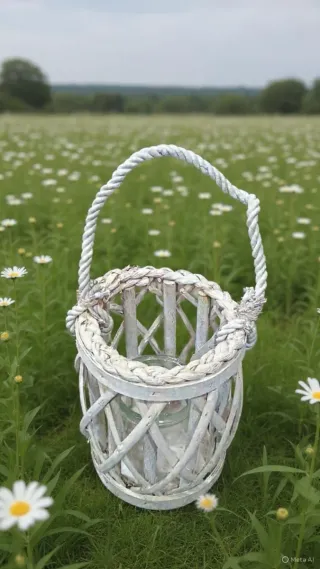 Porta velas de vime e vidro