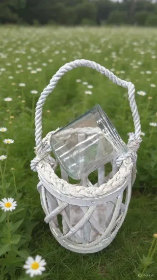 Porta velas de vime e vidro