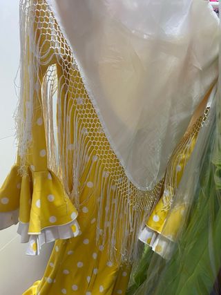 Traje Flamenca Niña Amarillo Lunares