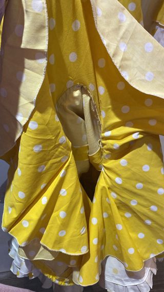 Traje Flamenca Niña Amarillo Lunares