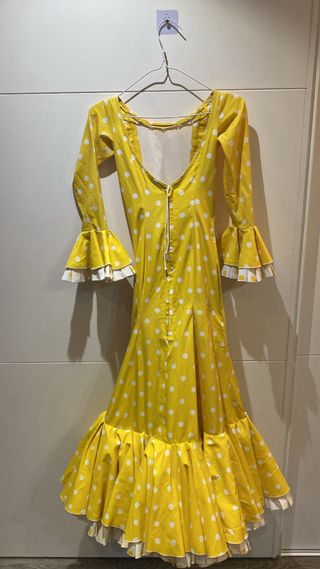 Traje Flamenca Niña Amarillo Lunares