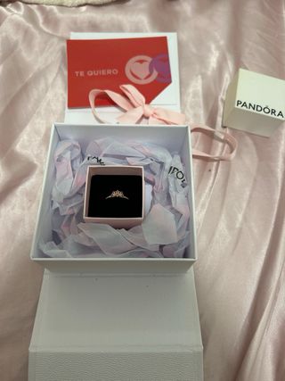 Anillo Pandora Princesa Corona Oro Rosa
