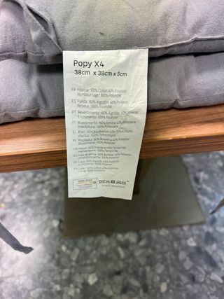 4 Cojines Asiento Popy Ikea Gris