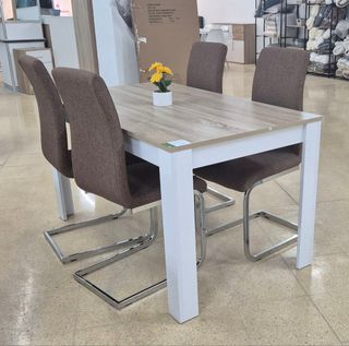 PACK DE 4 SILLAS DE COMEDOR MARRÓN DE TELA