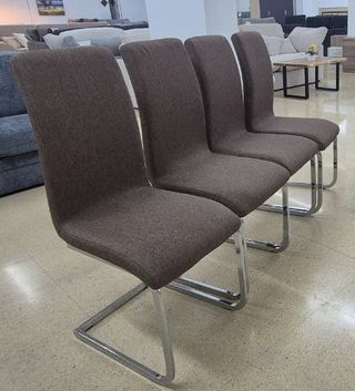 PACK DE 4 SILLAS DE COMEDOR MARRÓN DE TELA
