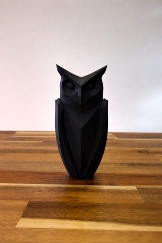 Geometric Owl Statue - Minimalist Bird Decor - Mod