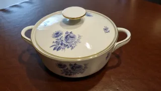 Zuppiera e piatto porcellana decoro floreale