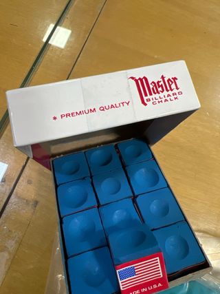 1 Funda Billar y 1 Caja Tiza Master Azul