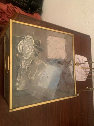 Caja joyero cristal y metal dorado