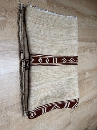 Alfombra de lana estilo bereber/kilim grande beige