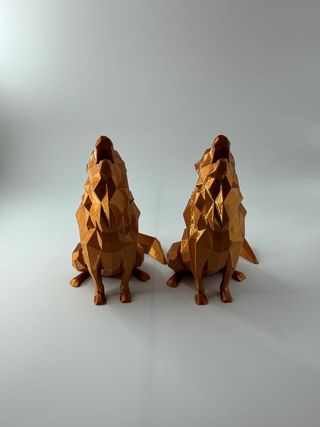 Geometric Wolf Statue Bronze Wolf Figurine Low Pol