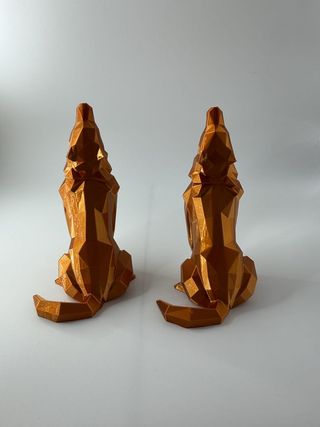 Geometric Wolf Statue Bronze Wolf Figurine Low Pol