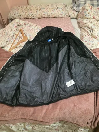 Chubasquero Adidas XL Negro Rayas Blancas