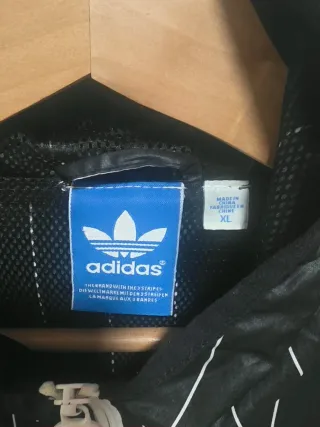 Chubasquero Adidas XL Negro Rayas Blancas