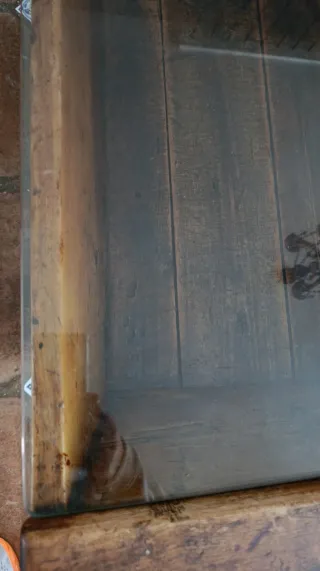 Mesa centro rústica madera y cristal