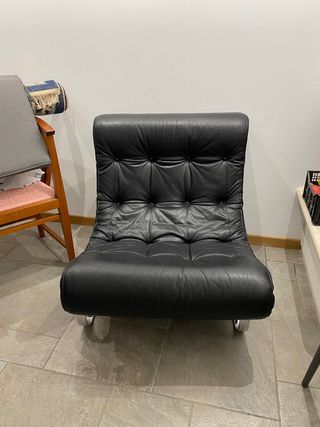 Poltrona vera pelle nera