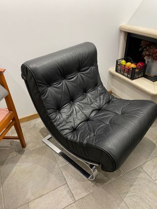 Poltrona vera pelle nera